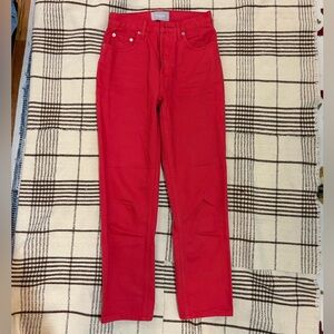 Everlane 90s Cheeky Overdyed Red Denim Cropped Jeans